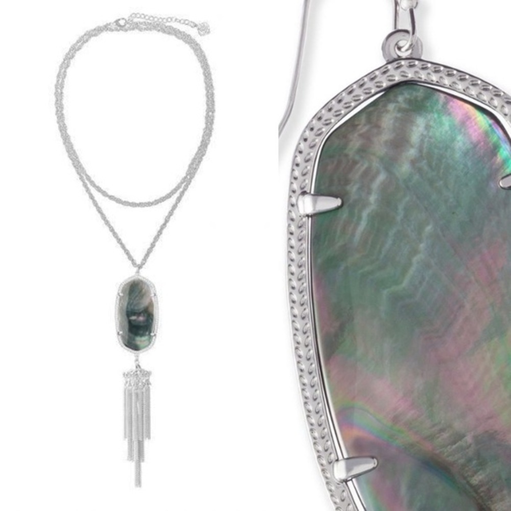 Kendra Scott Elle Drop Earrings and Rayne Necklace in Black Mother of Pearl